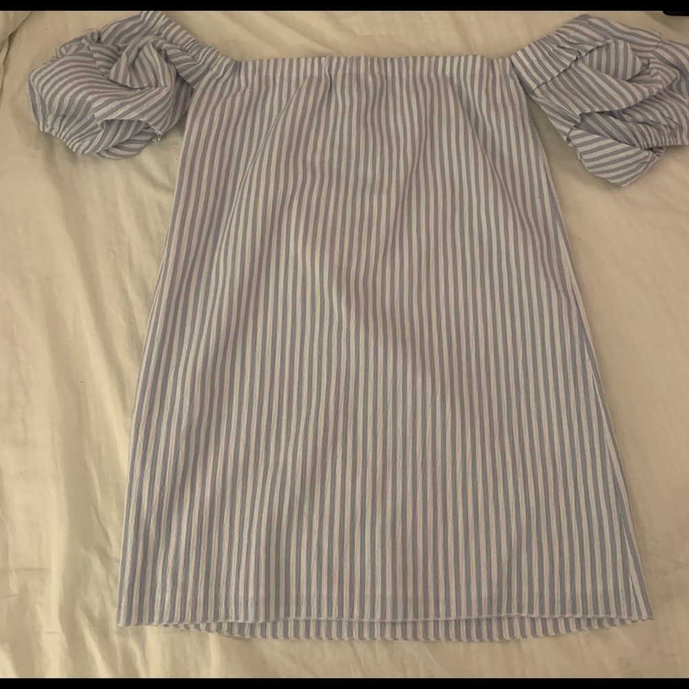 Blue and white stripe Rampage dress